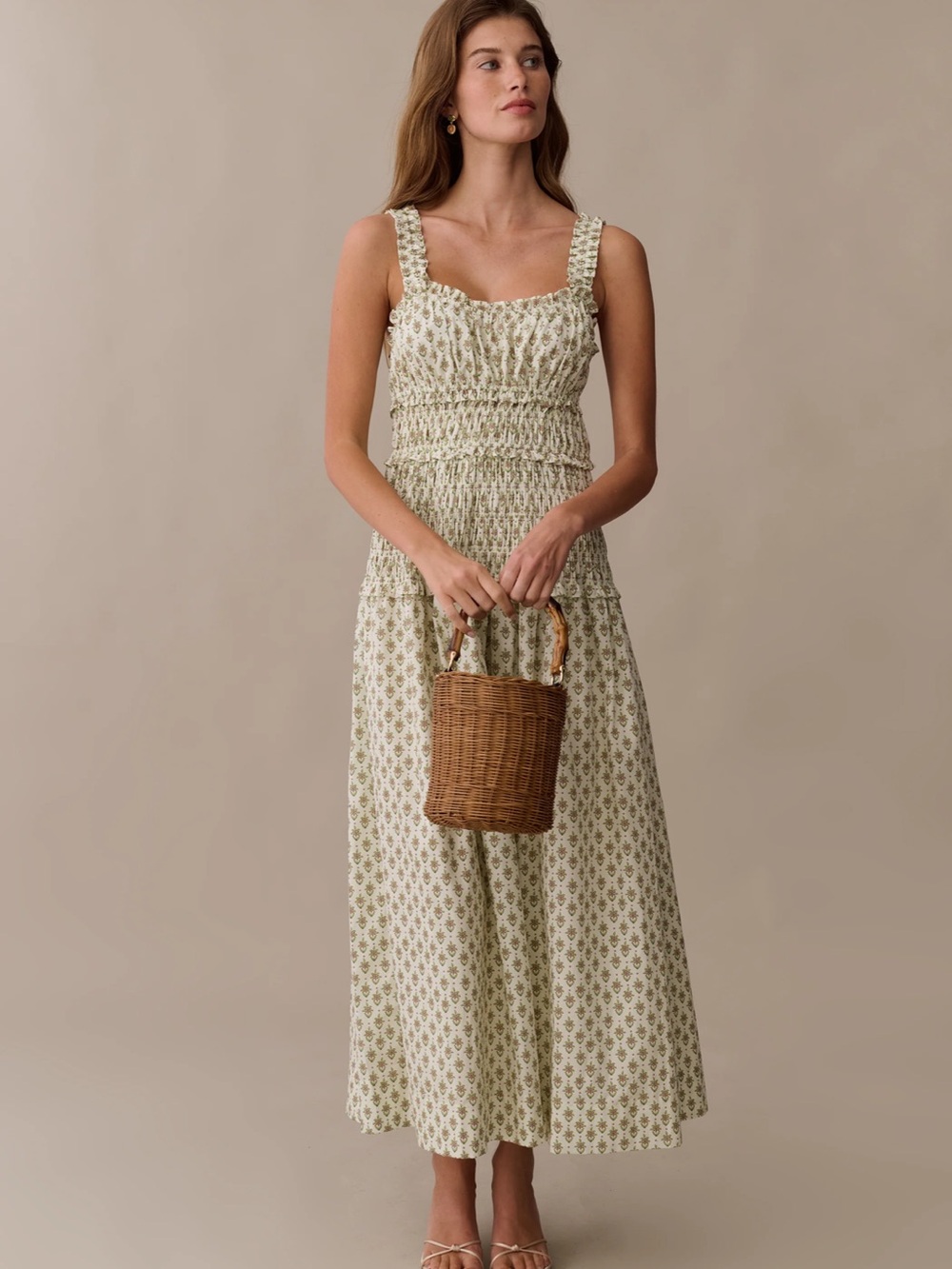 NWT OPT Few Moda Freya Cotton Cottagecore  Maxi Dress in Wild Daisy Print.
